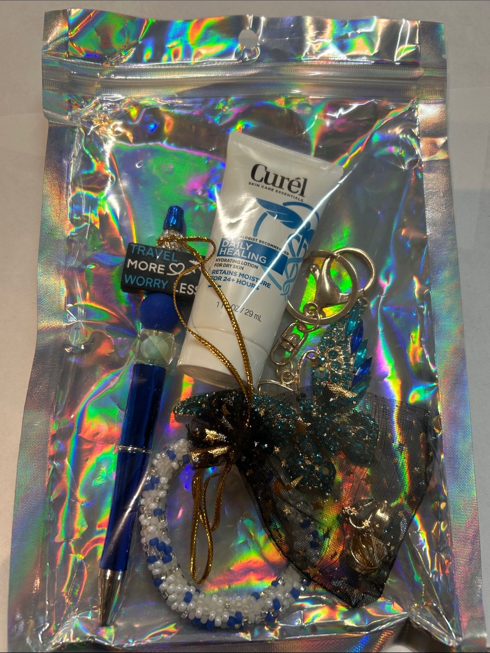 4 Piece Set Blue Crystal Butterfly Keychain with Accessories - Picture 12 of 12